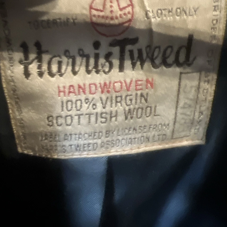 Harris Tweed Men's Vintage 60s Overcoat Handwoven Scottish Wool, Size Large - Image 2 of 4