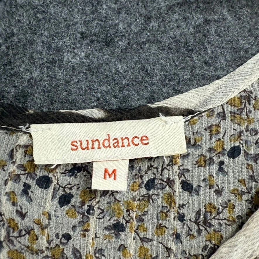 Vestido túnica Sundance mediano floral ribete de encaje boho bohemio mezcla de seda Foto 2 de 4