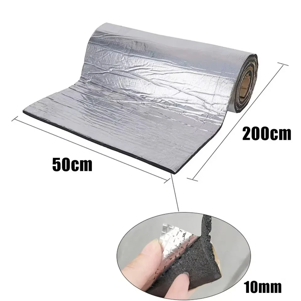 Isolant Thermique Et Acoustique En Aluminium 50x200 Cm 10 Mm Pour Voiture Portes - Photo 1/4