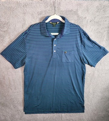 Masters 1934 Berckmans Place Shirt Mens Large Blue Green Striped Golf Polo Shirt