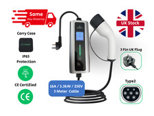 16A 3.5 kW Electric Car Charger Type 2 UK Plug 3 Pin Home 4 Gears  EV Charger