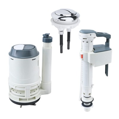 Toilet Tank Parts Toilet Dual Flush Valve 7'' Height,Fill Valve,Push Button, F...