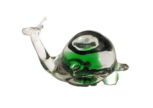 Murano Style Hand Blown Glass Snail Figurine 3"