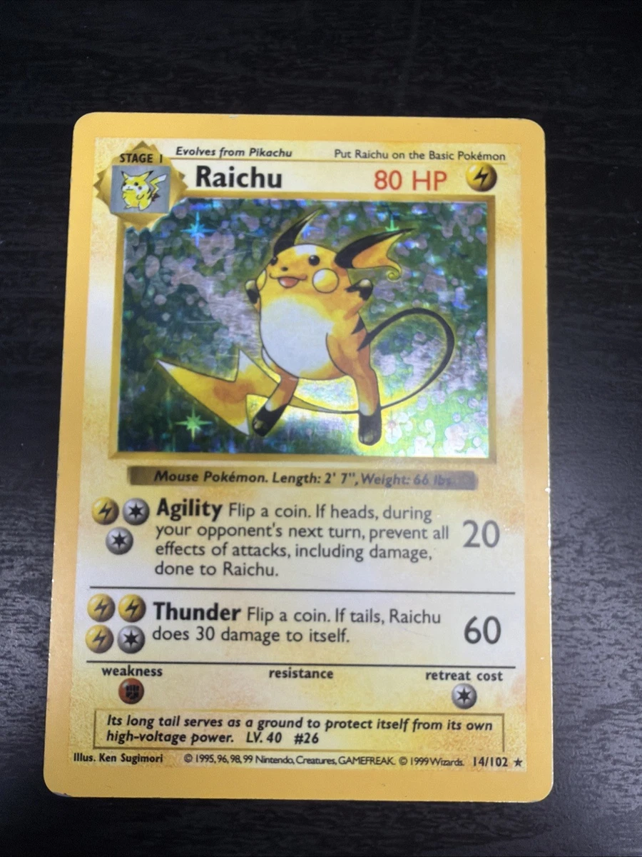 Raichu Pokémon TCG Shadowless Individual Collectible Card Game