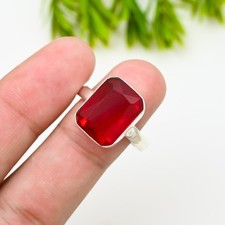 Red Garnet Gemstone 925 Sterling Silver Ring Handmade Jewelry Ring For Gift Her