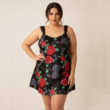 Womens Just My Size Vintage 3X Floral Slip Nightie Sheer Straps Black Red Satin