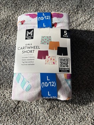 Member's Mark Girls Cartwheel Shorts 5 Pack L (10/12) Tagless Unicorn