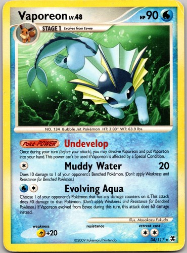 Vaporeon 34/111 Rising Rivals Rare Pokemon Lightly Played