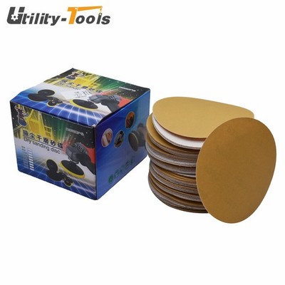 100 Pcs Precision 6'' 320 Grit No Hole Discs Hook Loop Pads Sanding Disc Flocking