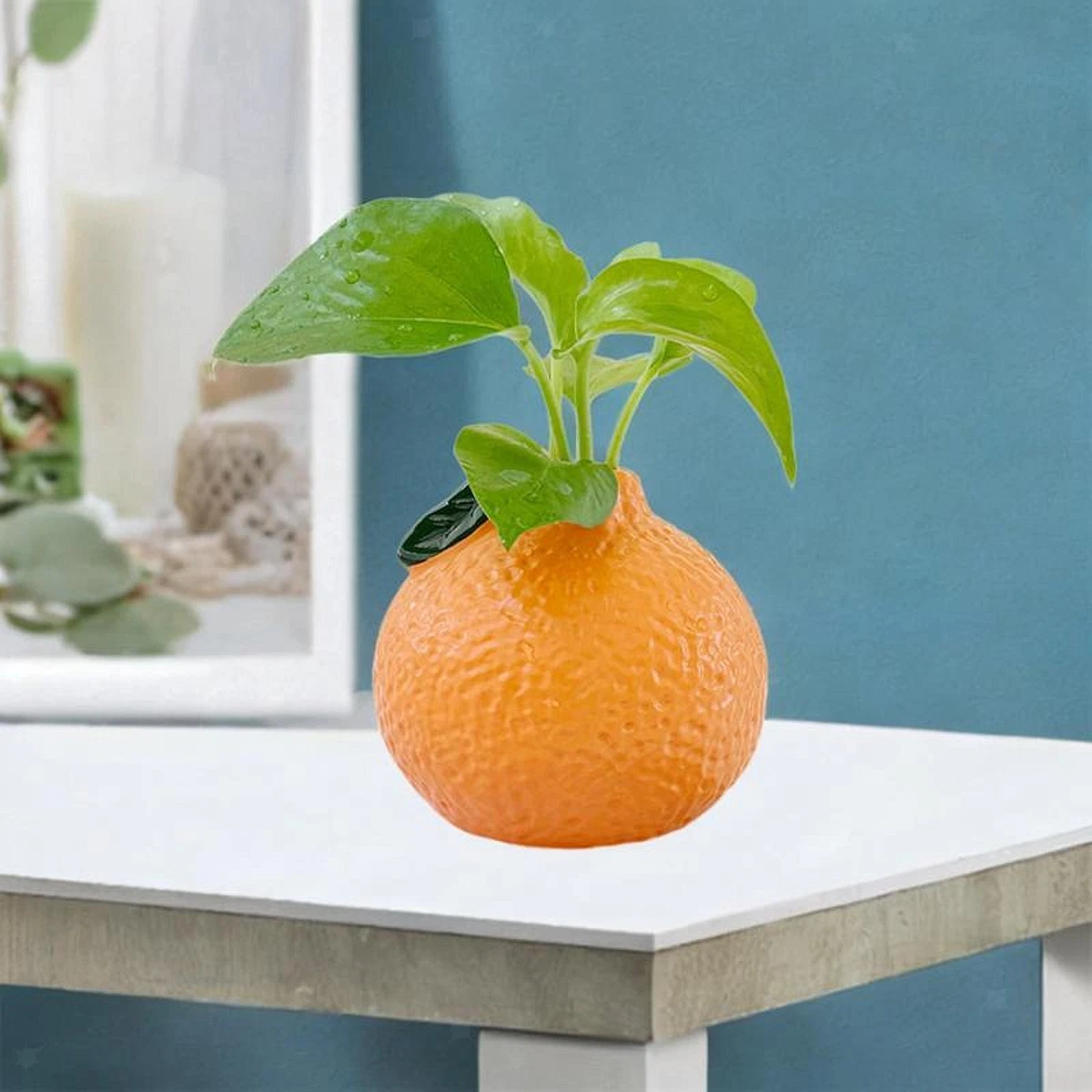 CARURLIFF Vaso per decorazioni per piccoli vasi per fiori, vaso in vetro arancione per decorare soggiorno, decorazione moderna per la casa, libreria (arancione