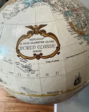 Vintage Replogle World Classic Series 12 Inch Globe Russia Wood Base Made In USA