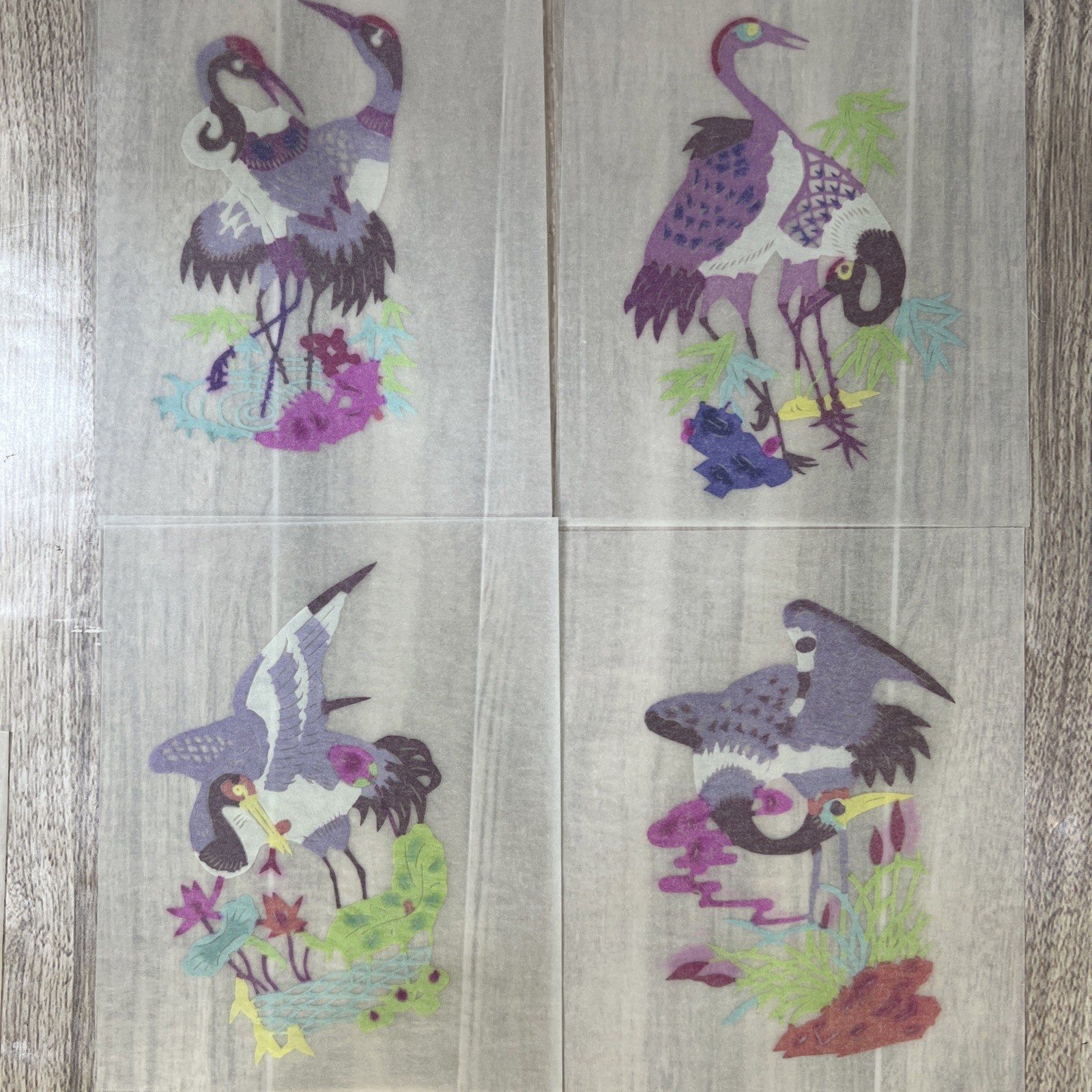 Paper-Cuts By Chinese Folk Artists Cranes 10 5X4 Sheets Plus Cover Multicolor