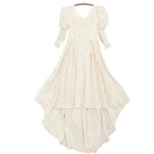 VTG Victorian Edwardian Ivory Jacquard Lace Renaissance Fair Costume PeriodPiece