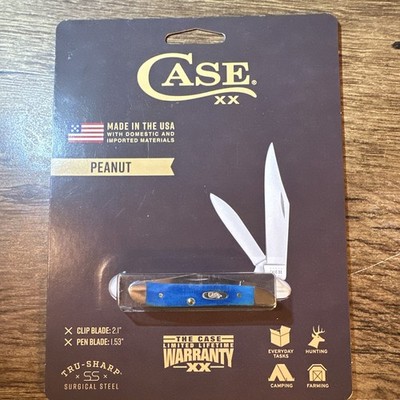 Case XX Peanut 6220 SS Pocketknife 2-Blade Clip/Pen Plain Slipjoint Blue