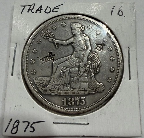 1875-S $1 Trade Dollar T$1 Liberty Seated Silver San Francisco Chop Mark US Coin