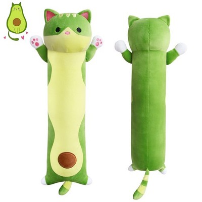 Lang Kuscheltier Katze, 110cm Lang Avocado Stofftier Katze Kissen, Kawaii Kat...