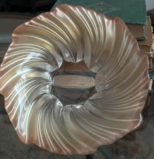 Mikasa Belle Epoque Style Crystal Glass Bowl/Candy Dish Gold Ombre Swirl 7.5"