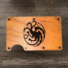 House Targaryen - Slim Minimalist Wallet - Laser Engraved Wood Wallet