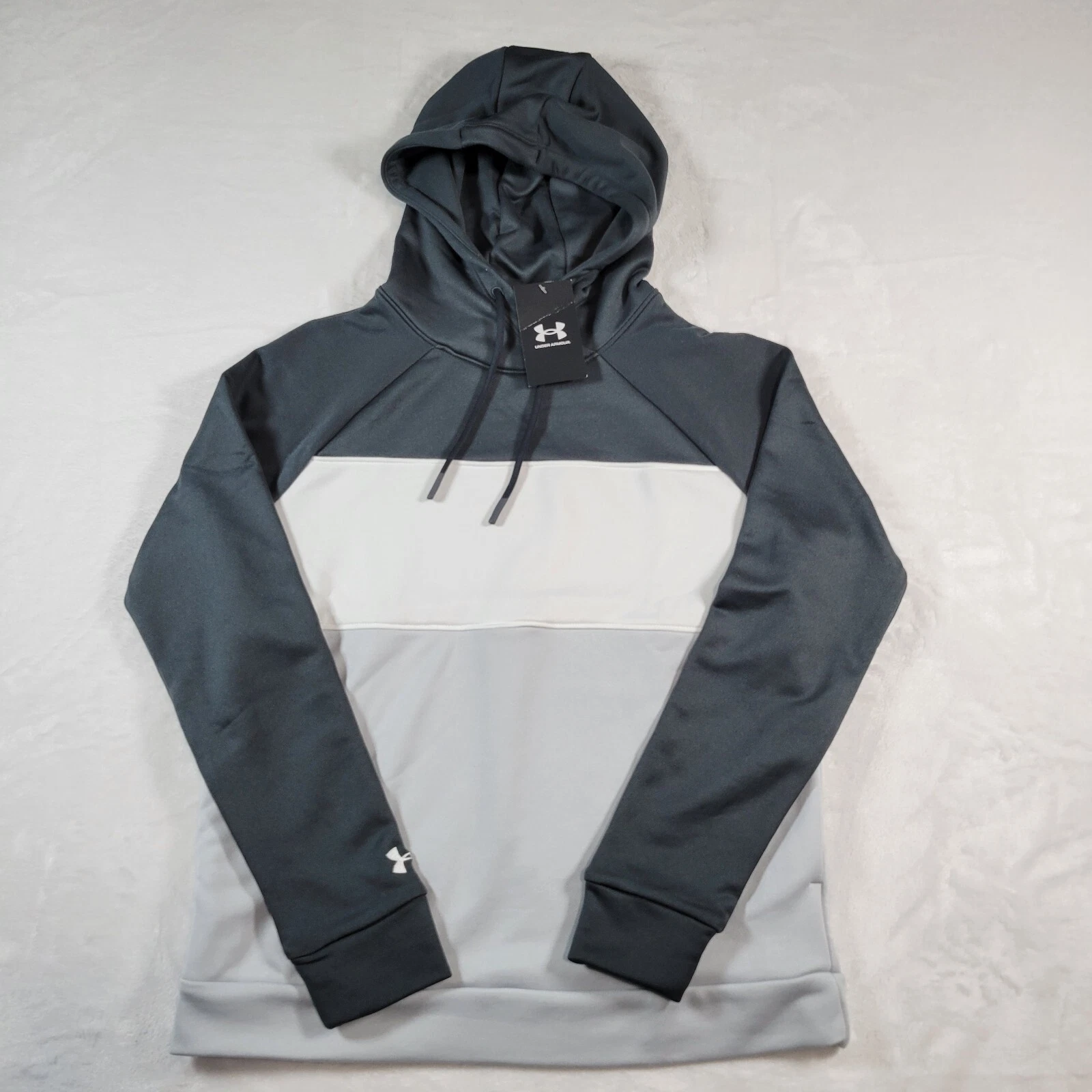 Under Armour Blk Wht Gry Hoodie Womens S Comfortable Soft Lightweight Pullover