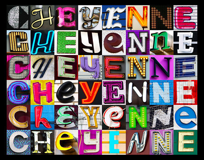 CHEYENNE Name Poster featuring photos of actual sign letters