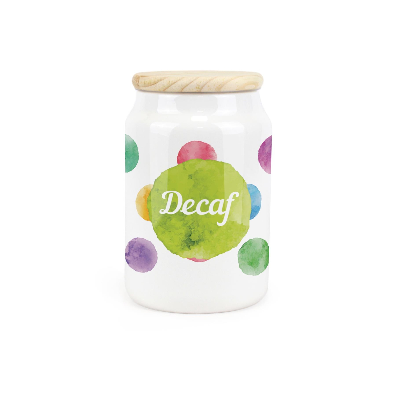 Ceramic Tapered Polka Dots Canister - Decaf Storage Container