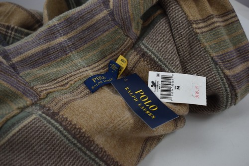 NWT Polo Ralph Lauren Size M Wool V Neck Open Sweater Coat Tie Beige Mauve Green - Picture 11 of 14
