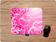 PINK HEARTS PATTERN CUSTOM NONSLIP COMPUTER PC LAPTOP MOUSEPAD DESK MAT GIFT D2