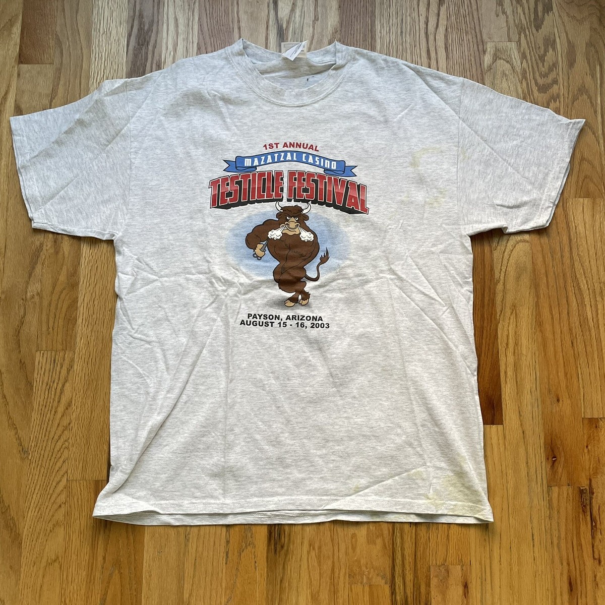 Men's Vintage 00s Hanes Mazatzal Casino Testicle Festival Heather