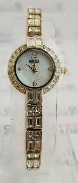Badgley Mischka Swarovski Crystal Ladies Gold Tone Watch With Bracelet Set For Sale Online Ebay