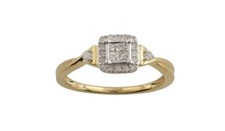 Stunning Women 14K Yellow Gold Over Sterling Silver Diamond Size 7 Designer Ring