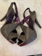 POETIC LICENSE PEWTER HEELS STILETTOS SIZE 8 EUC WORN Only 2-3 Times
