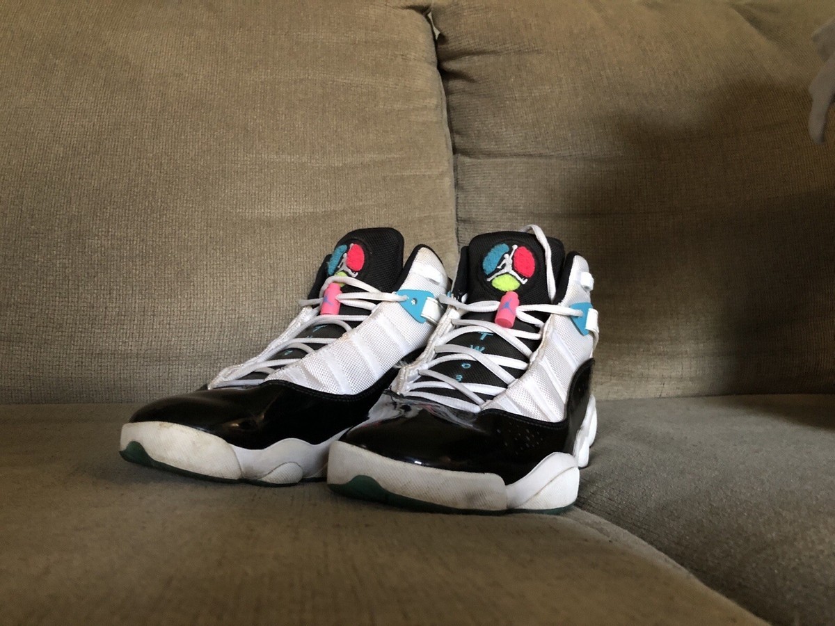 Nike Mens White Black Air Jordan 6 Rings CK0017-100 Patent  display picture 3