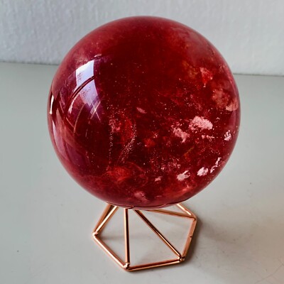 Red Smelting Stone Quartz Sphere Crystal Energy Ball Reiki