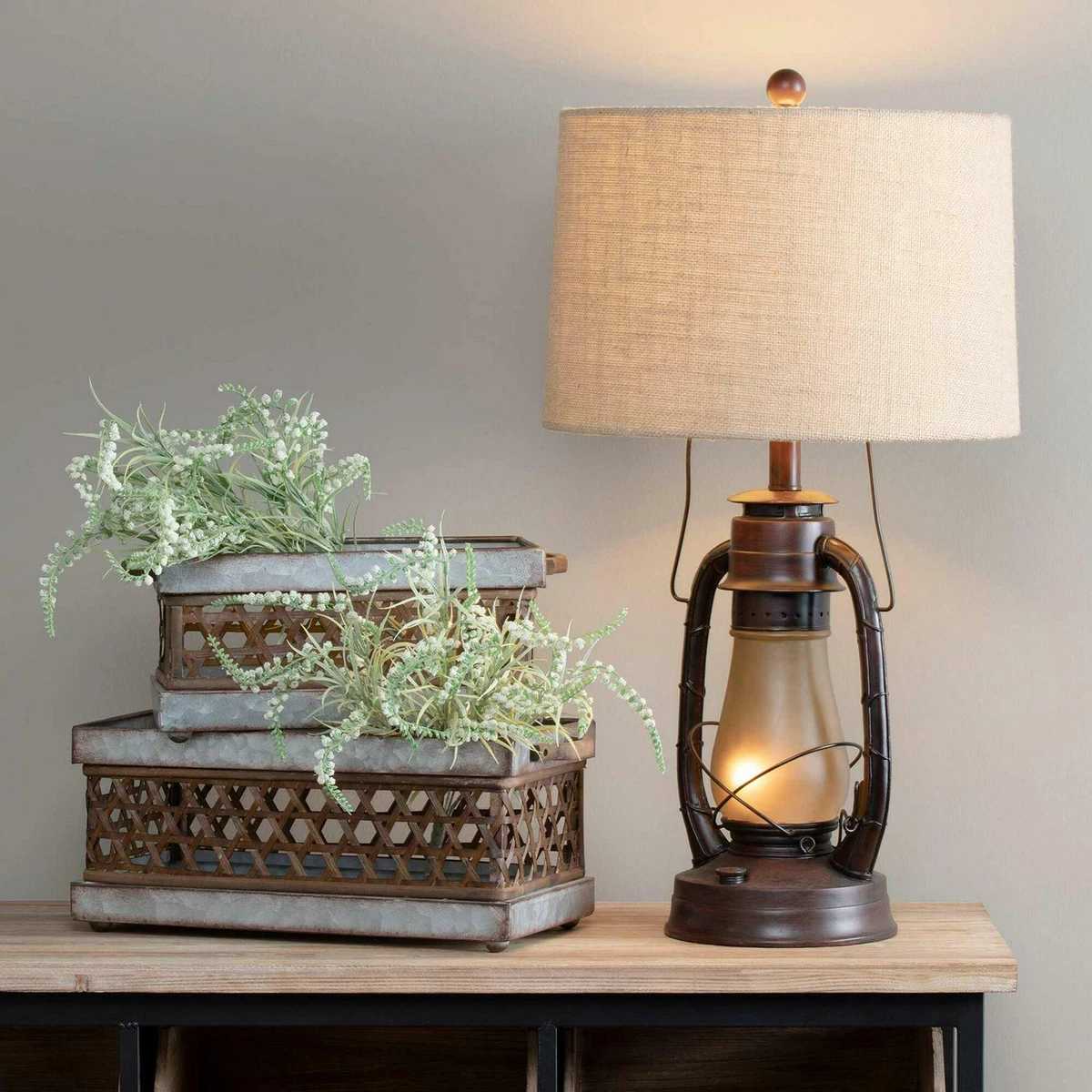 Dimmable Electric Lantern Table Lamp with line Cord dimmer The Perfect  Farmhouse Accent lamp