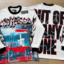 NEW Godspeed Rock sports car pattern Tee Washed Mens Long Sleeve T-shirt