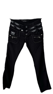 Cipo & Baxx Women's Straight Jeans Black Four Buttons Rare Hip-Hop Style W31 L32