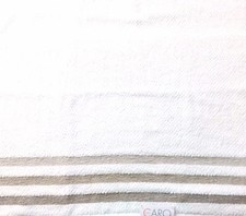 NEW CARO WHITE+TAUPE+BEIGE STRIPED 100% COTTON TEXTURED BEACH BATH TOWEL