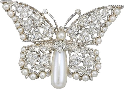 Broche Libellule Haute Joaillerie Avec Cristaux - Relief, Couleur Argent, Référence 812, Occasion