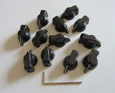 12x Black Chicken Head Knob 1/4" Guitar Amp Effect Pedal Knobs w/ Set Screw