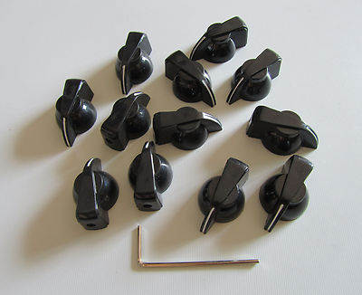 12x Black Chicken Head Knob 1/4'' Guitar Amp Effect Pedal Knobs w/ Set Screw