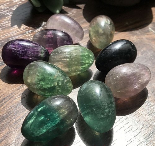 10pcs Natural Fluorite Stone Egg Crystal Skull Carved Healing Gem Reiki No hole