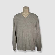  80 Nautica Men's Gray Classic-Fit Performance Soft V-Neck Knit Sweater Size L
