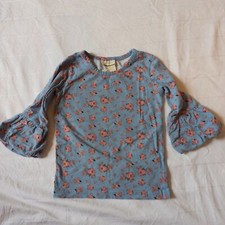 Matilda Jane girls blue floral ruffle sleeve shirt size 2y