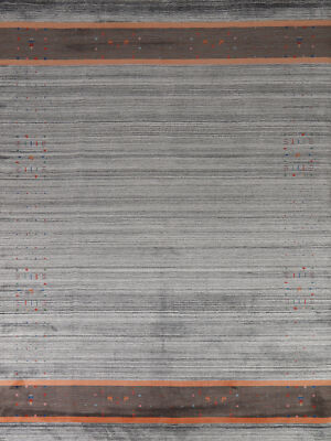High-quality Grey/ Brown Hand-woven Wool Rug Durable Gabbeh Rug 8x10 ft
