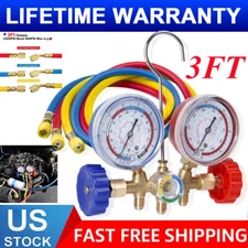 2500PSI AC Diagnostic Manifold Gauge Set for Car A/C System Automotive 3FT 1/4"