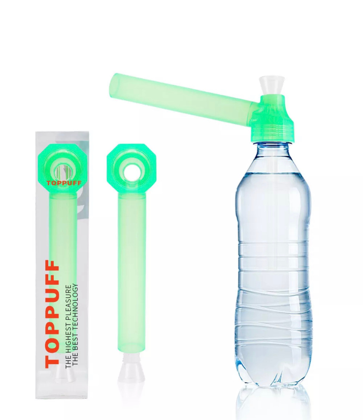 [3Packs Green] Screw-on Water Bottle Converter Glass Bong Hookah