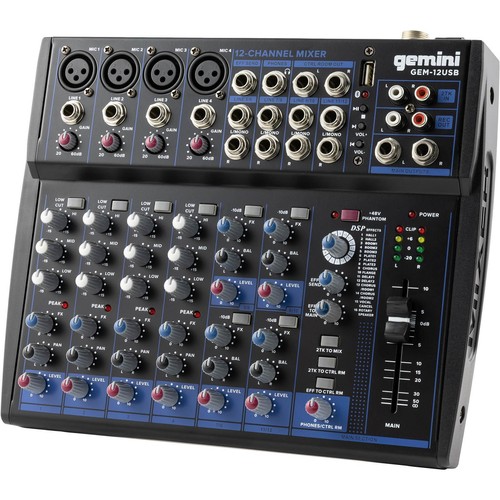 Gemini GEM-012USB 12 Channel Bluetooth Audio Mixer Pack - Picture 1 of 5