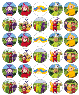 24 x Teletubbies Cupcake Fairy Cake Topper Edible Paper cake decoration toppers