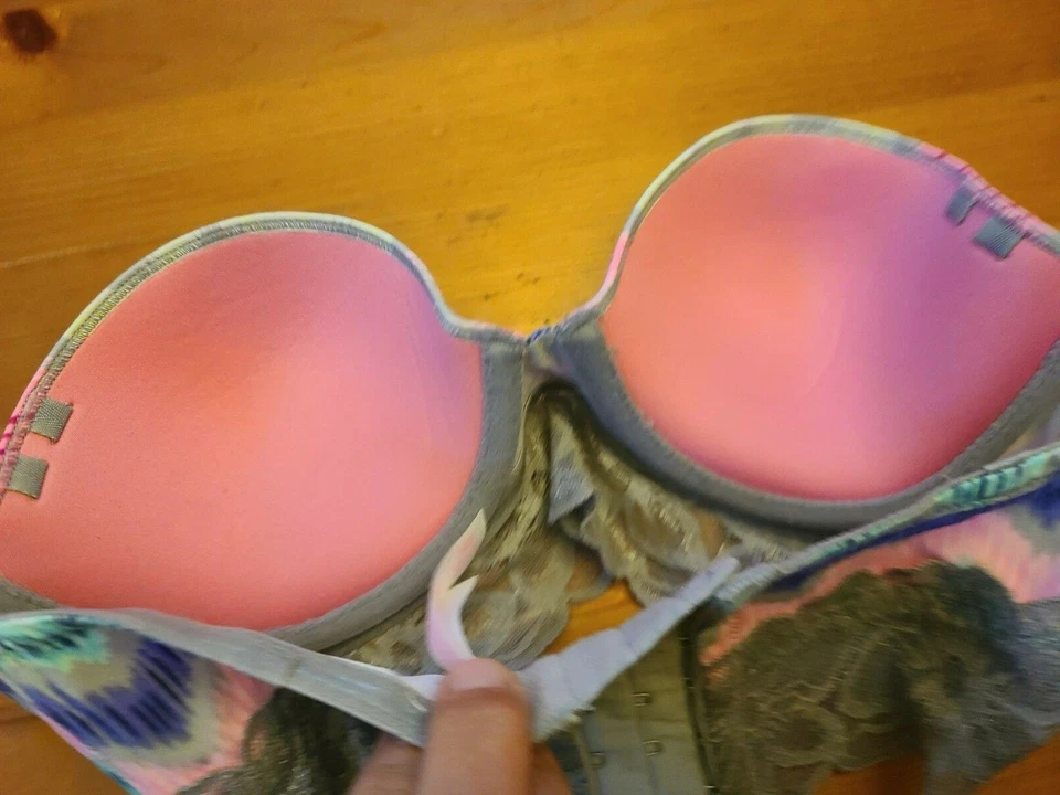 VICTORIA SECRET розовый разноцветный кружевной бюстье 34 B - Изображение 3 из 4