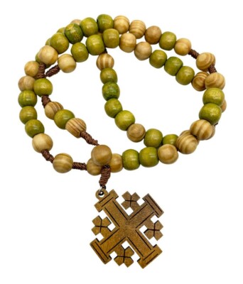 Jerusaelm Prayer Olive Wood Rosary Cross Short Cord Chaplet